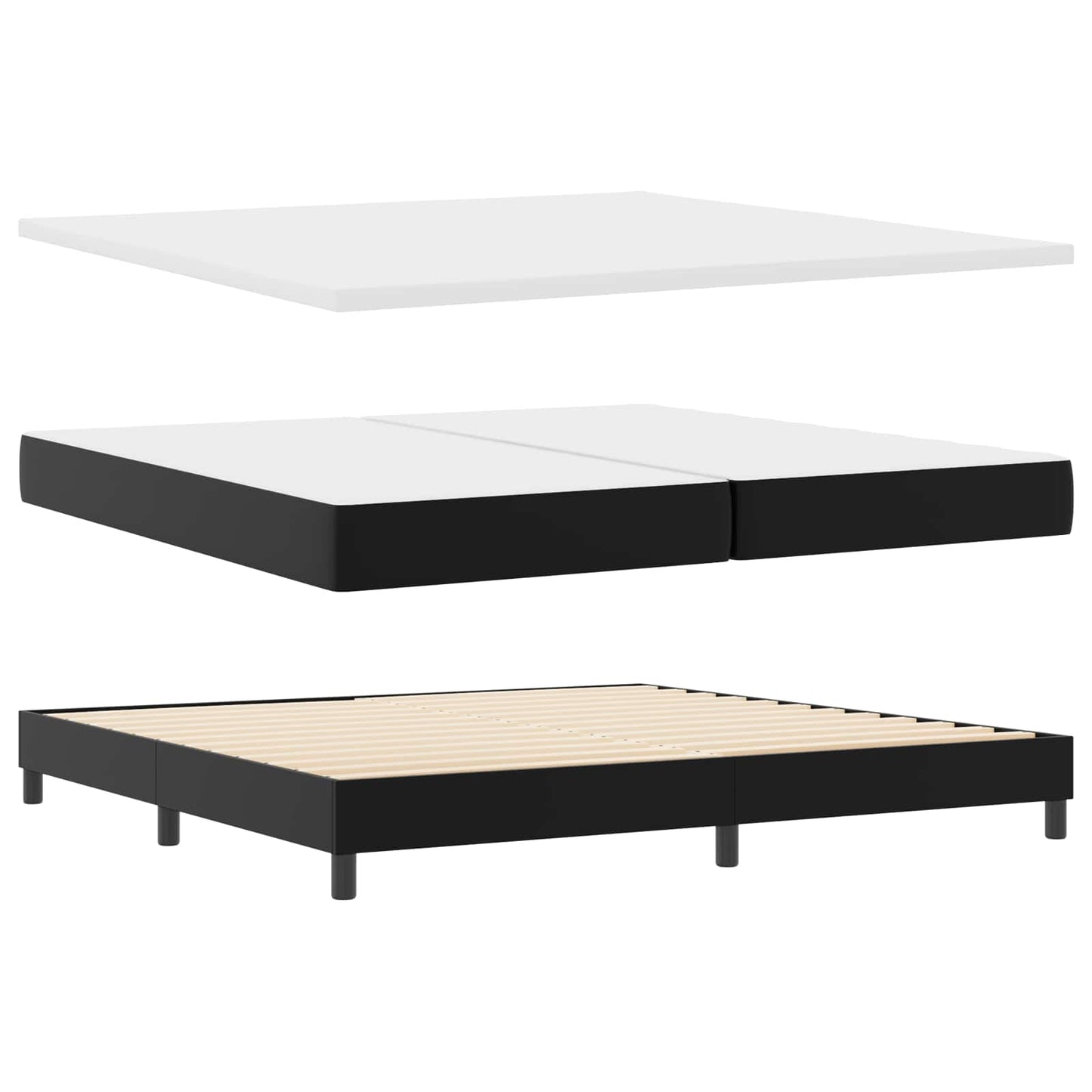 vidaXL Κρεβάτι με ελατήρια με στρώμα Μαύρο 200 x 200 cm Τεχνητό δέρμα