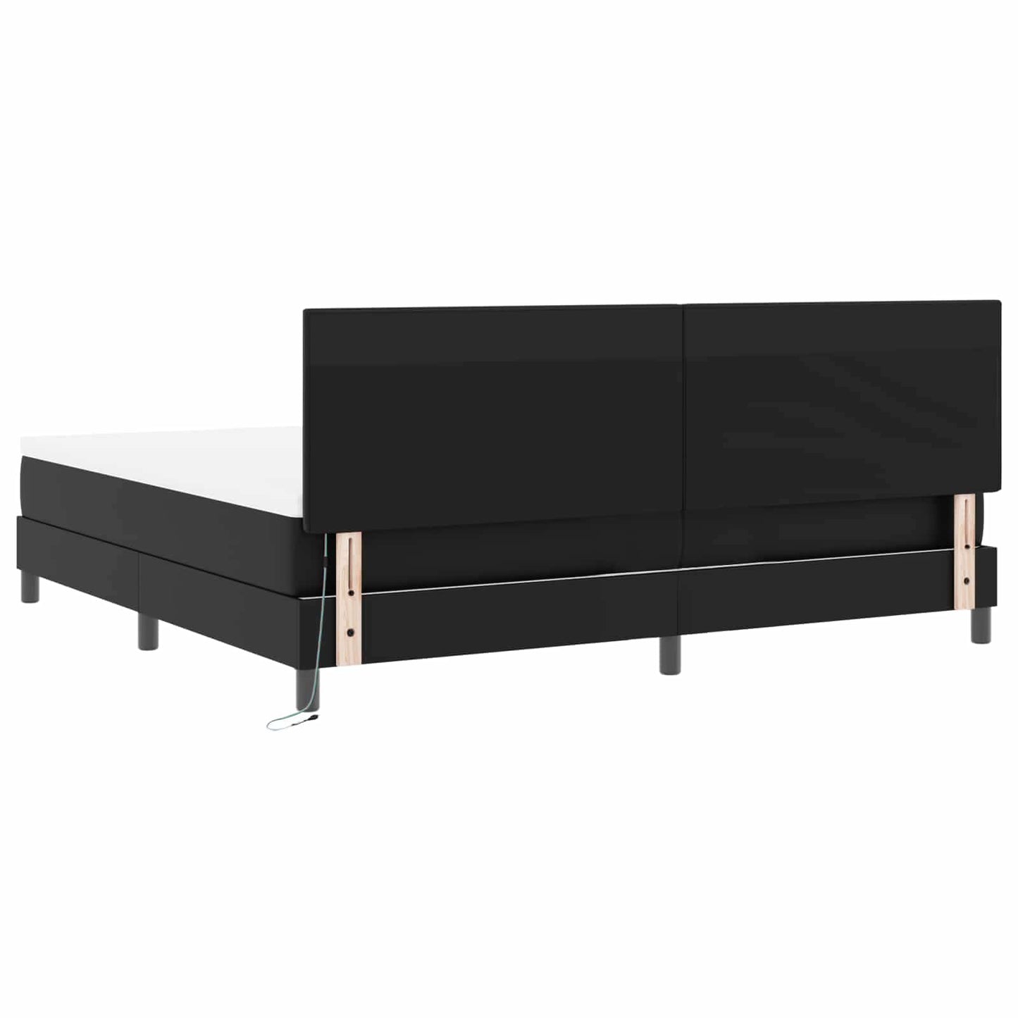 vidaXL Κρεβάτι με ελατήρια με στρώμα Μαύρο 200 x 200 cm Τεχνητό δέρμα