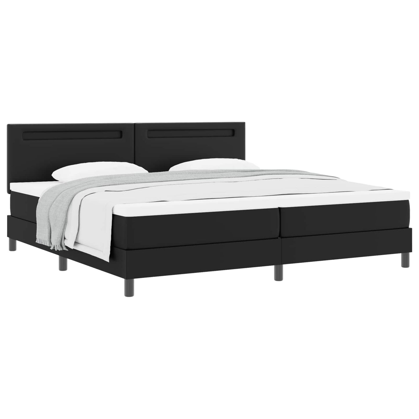 vidaXL Κρεβάτι με ελατήρια με στρώμα Μαύρο 200 x 200 cm Τεχνητό δέρμα