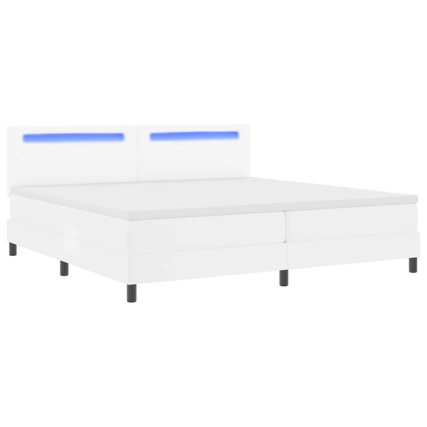 vidaXL Κρεβάτι με ελατήρια με στρώμα Λευκό 200 x 200 cm Τεχνητό δέρμα