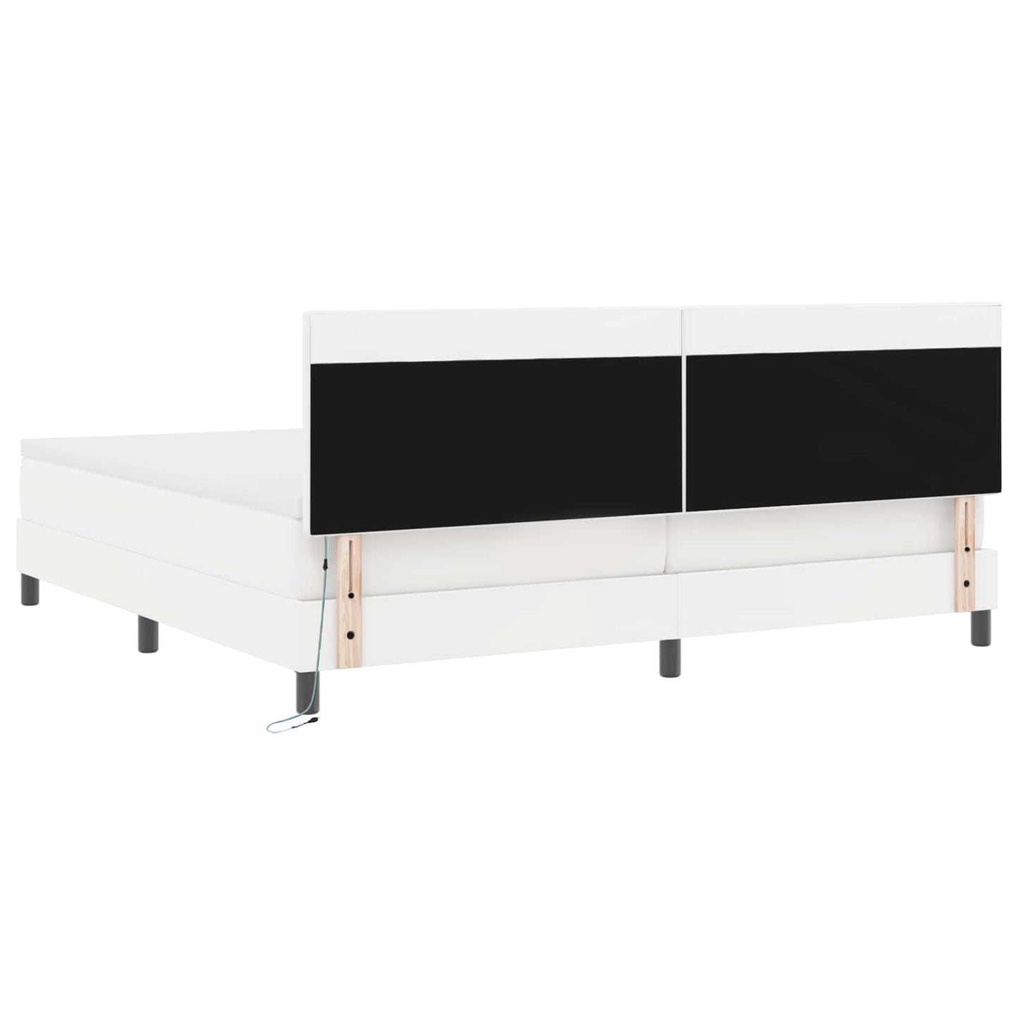 vidaXL Κρεβάτι με ελατήρια με στρώμα Λευκό 200 x 200 cm Τεχνητό δέρμα