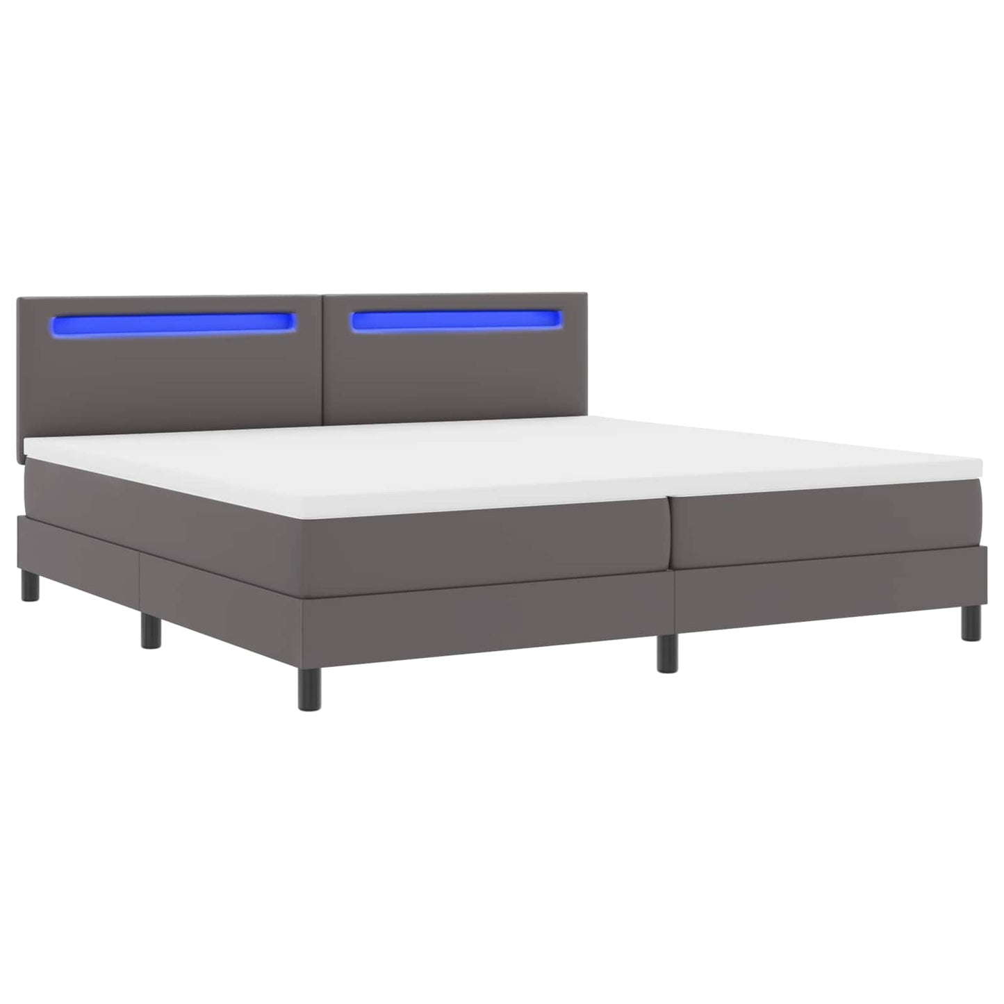 vidaXL Κρεβάτι με ελατήρια με στρώμα Γκρι 200 x 200 cm Τεχνητό δέρμα