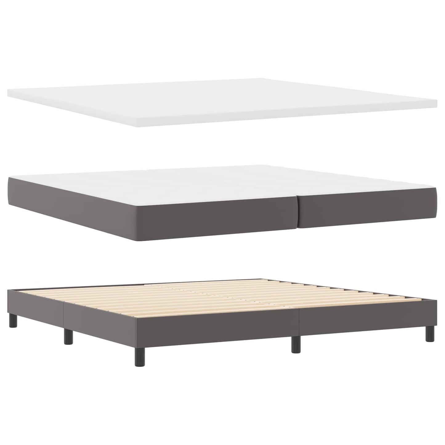 vidaXL Κρεβάτι με ελατήρια με στρώμα Γκρι 200 x 200 cm Τεχνητό δέρμα