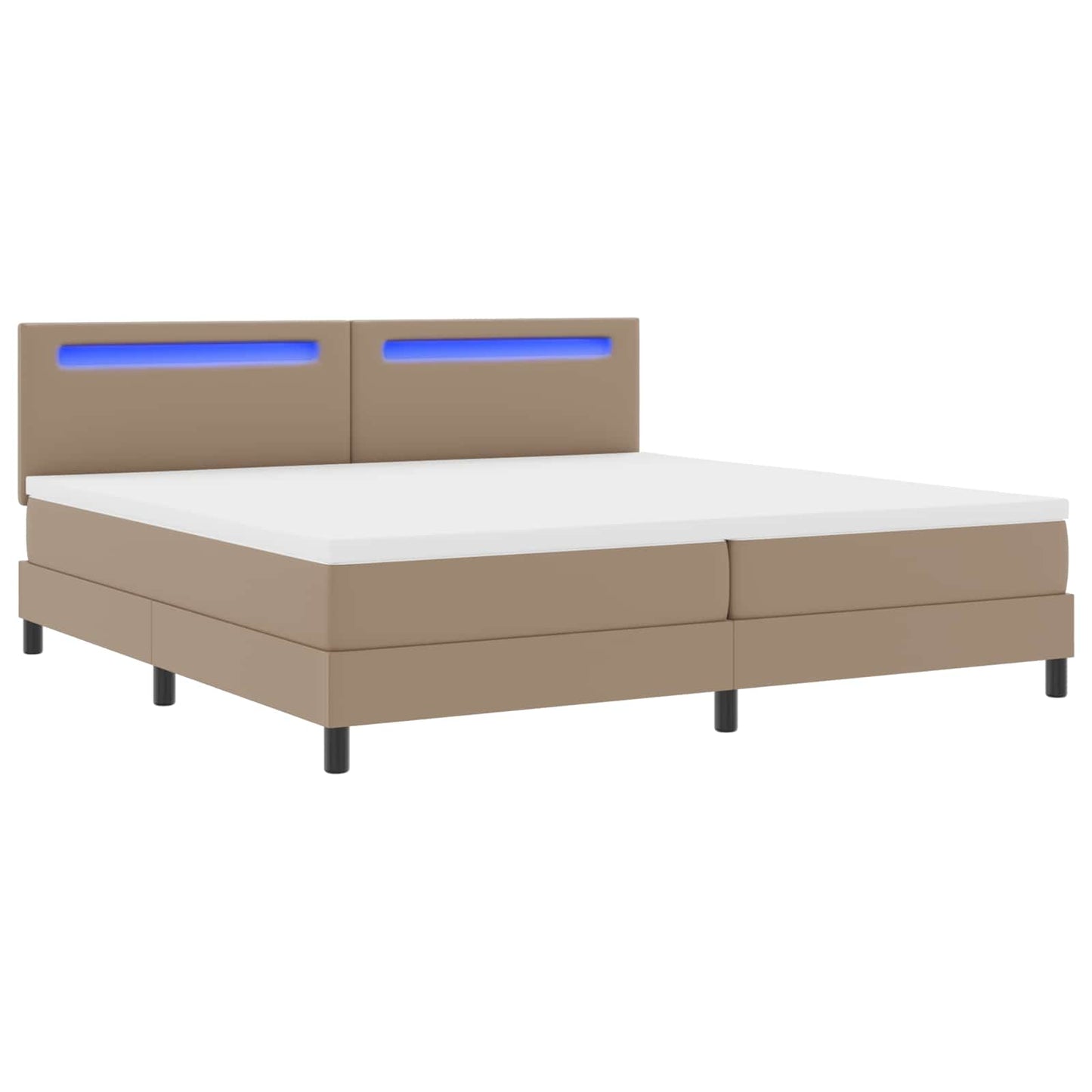 vidaXL Κρεβάτι με ελατήρια Καπουτσίνο 200 x 200 cm Τεχνητό δέρμα