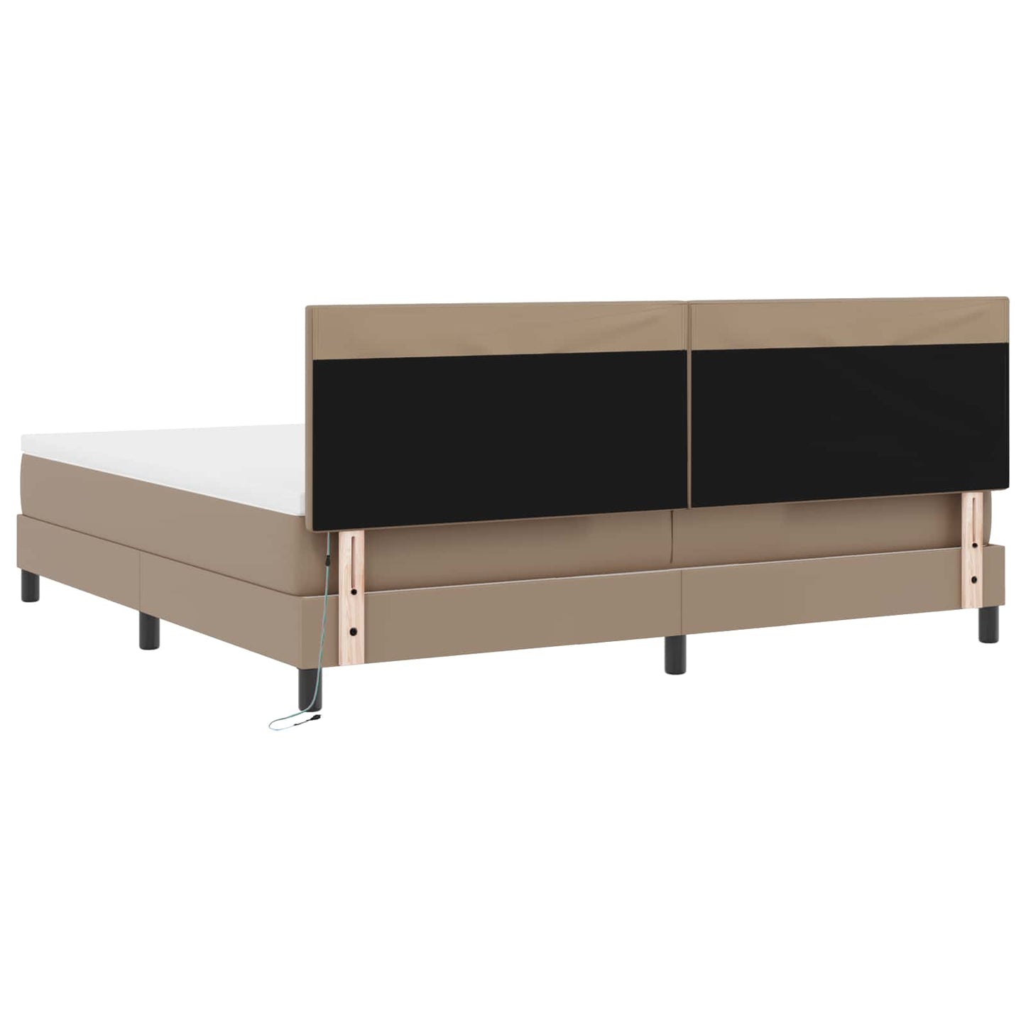 vidaXL Κρεβάτι με ελατήρια Καπουτσίνο 200 x 200 cm Τεχνητό δέρμα
