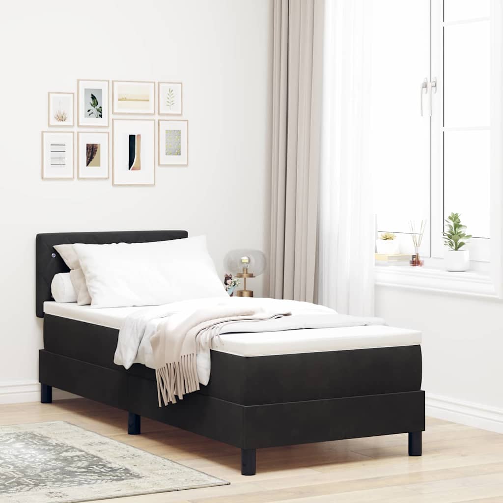 vidaXL Κρεβάτι με ελατήρια με στρώμα Μαύρο 80 x 200 cm Βελούδο
