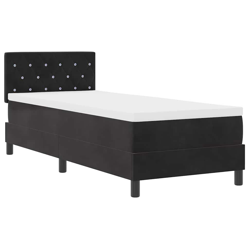 vidaXL Κρεβάτι με ελατήρια με στρώμα Μαύρο 80 x 200 cm Βελούδο