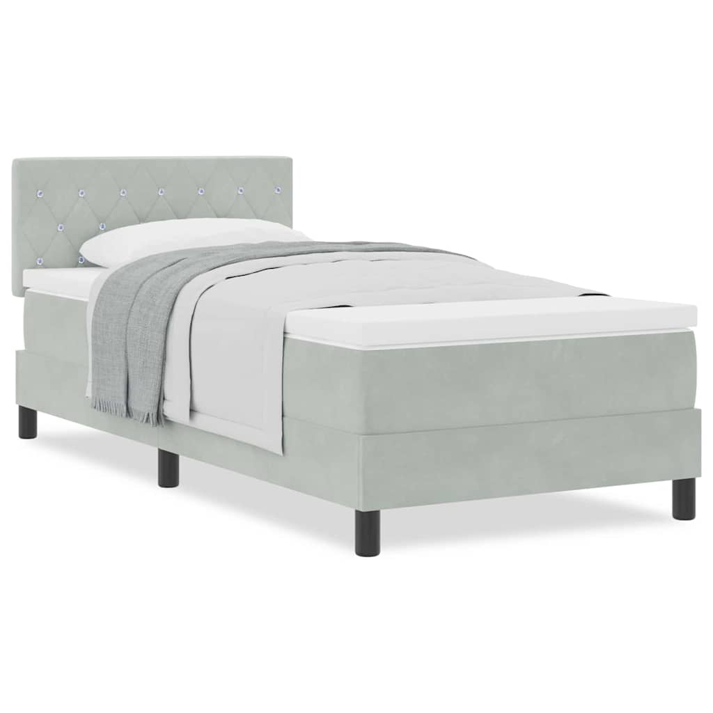 vidaXL Κρεβάτι με Στρώμα Light Grey Μονό Βελούδο