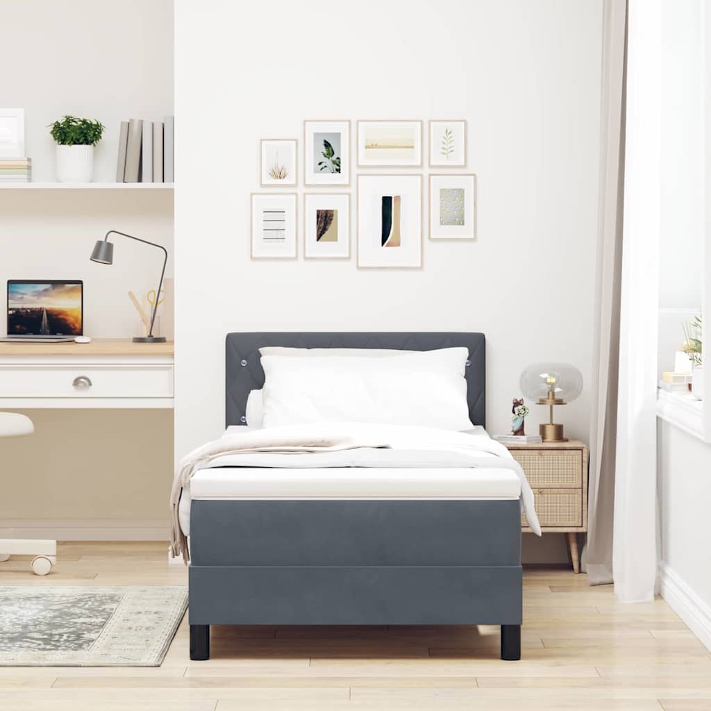 Κρεβάτι Box Spring με Στρώμα vidaXL Σκούρο Γκρι Μονό Βελούδινο
