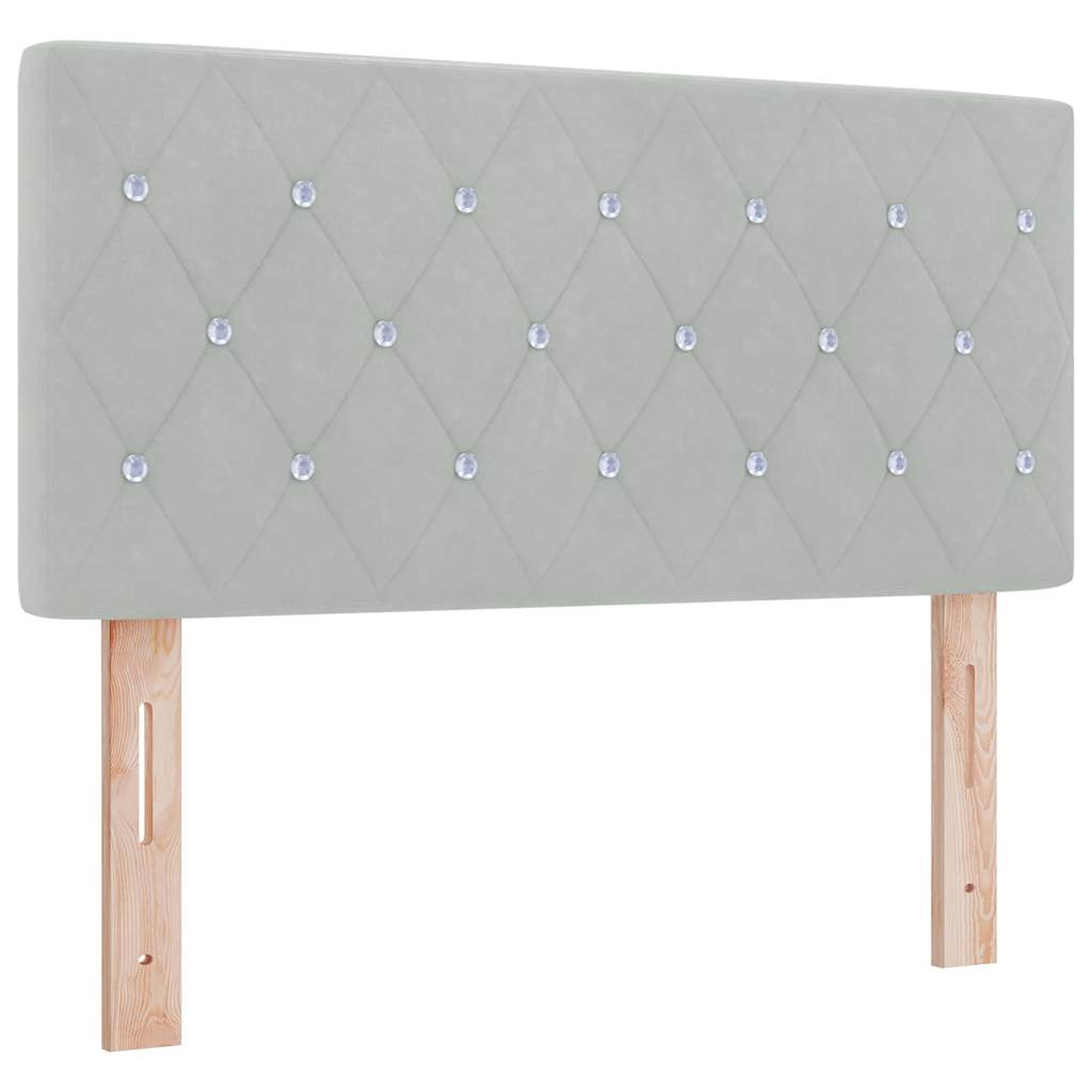 vidaXL Box Spring Bed με Στρώμα Λαμπερό Γκρι 90x200 εκ. Βελούδο