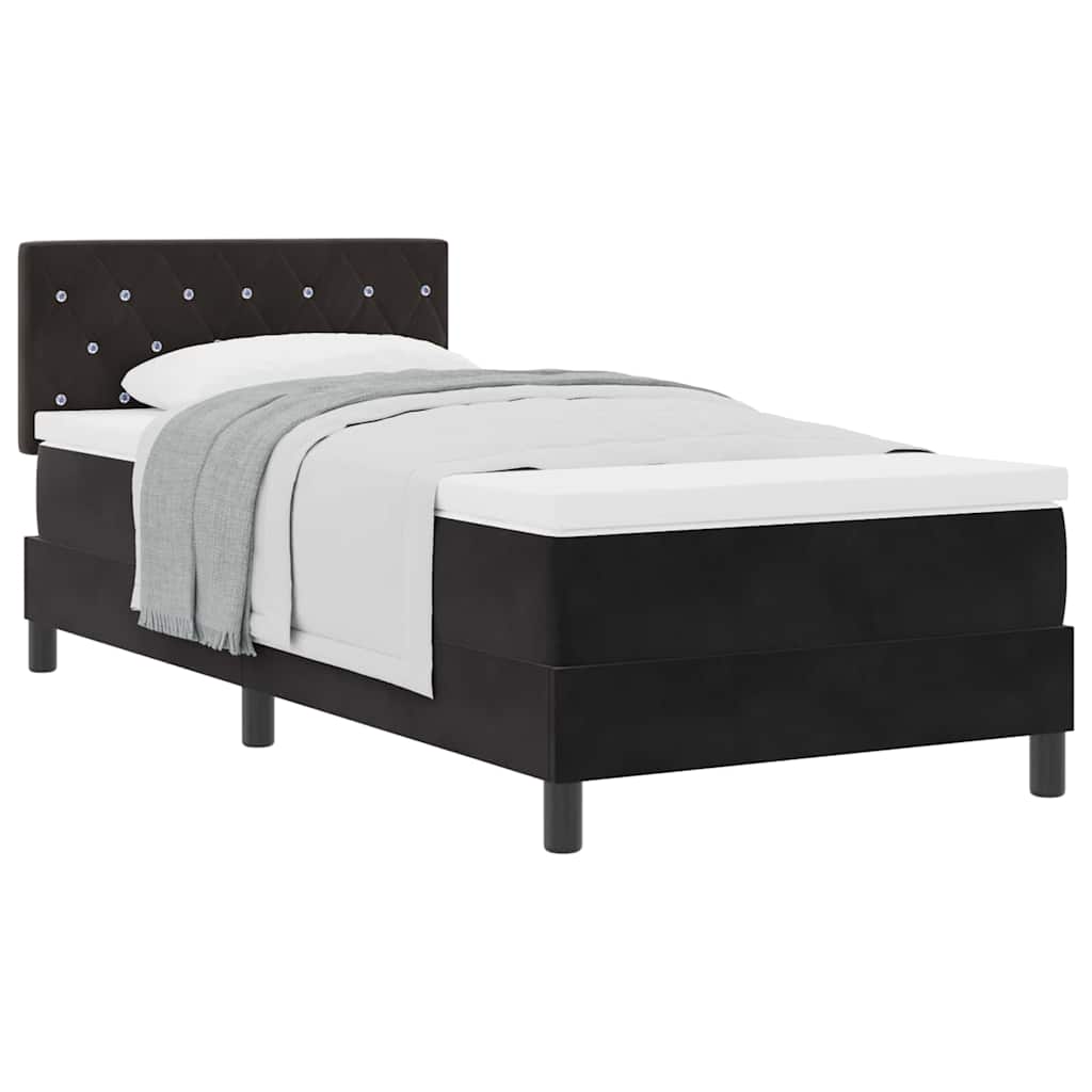 Κρεβάτι Box Spring με Στρώμα vidaXL Μαύρο 90x200 εκ. Βελούδο