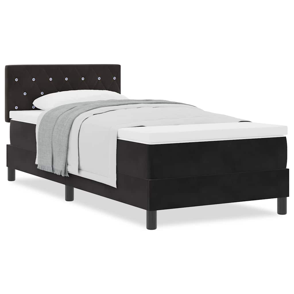 Κρεβάτι Box Spring με Στρώμα vidaXL Μαύρο 90x200 εκ. Βελούδο