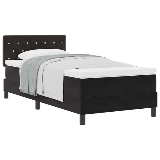 vidaXL Κρεβάτι με ελατήρια με στρώμα Μαύρο 100 x 200 cm Βελούδο