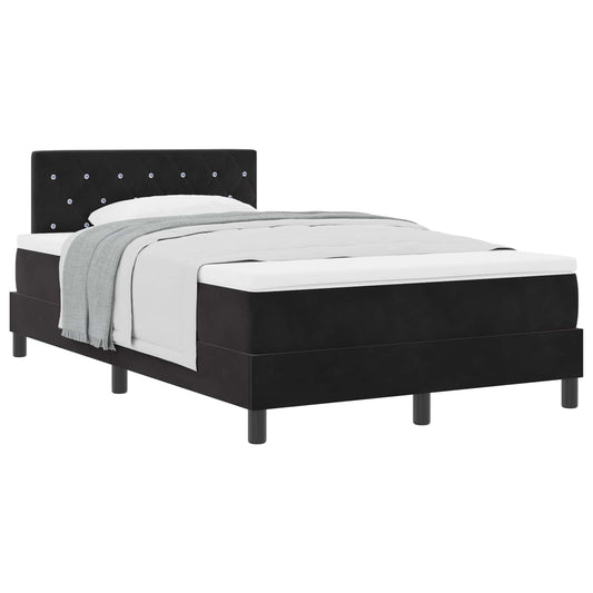 vidaXL Κρεβάτι με ελατήρια με στρώμα Μαύρο 120 x 190 cm Βελούδο