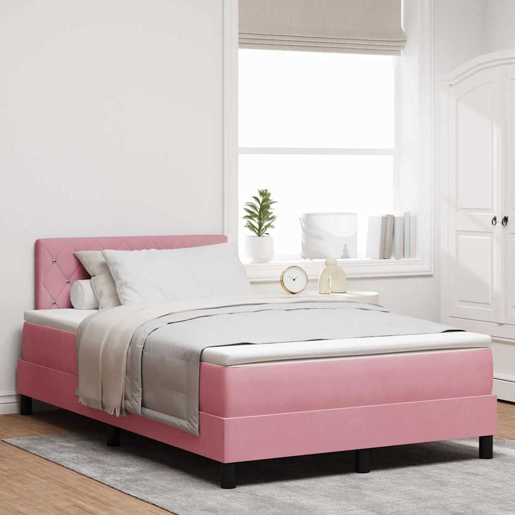 vidaXL Κρεβάτι με ελατήρια με στρώμα Ροζ 120 x 190 cm Βελούδο