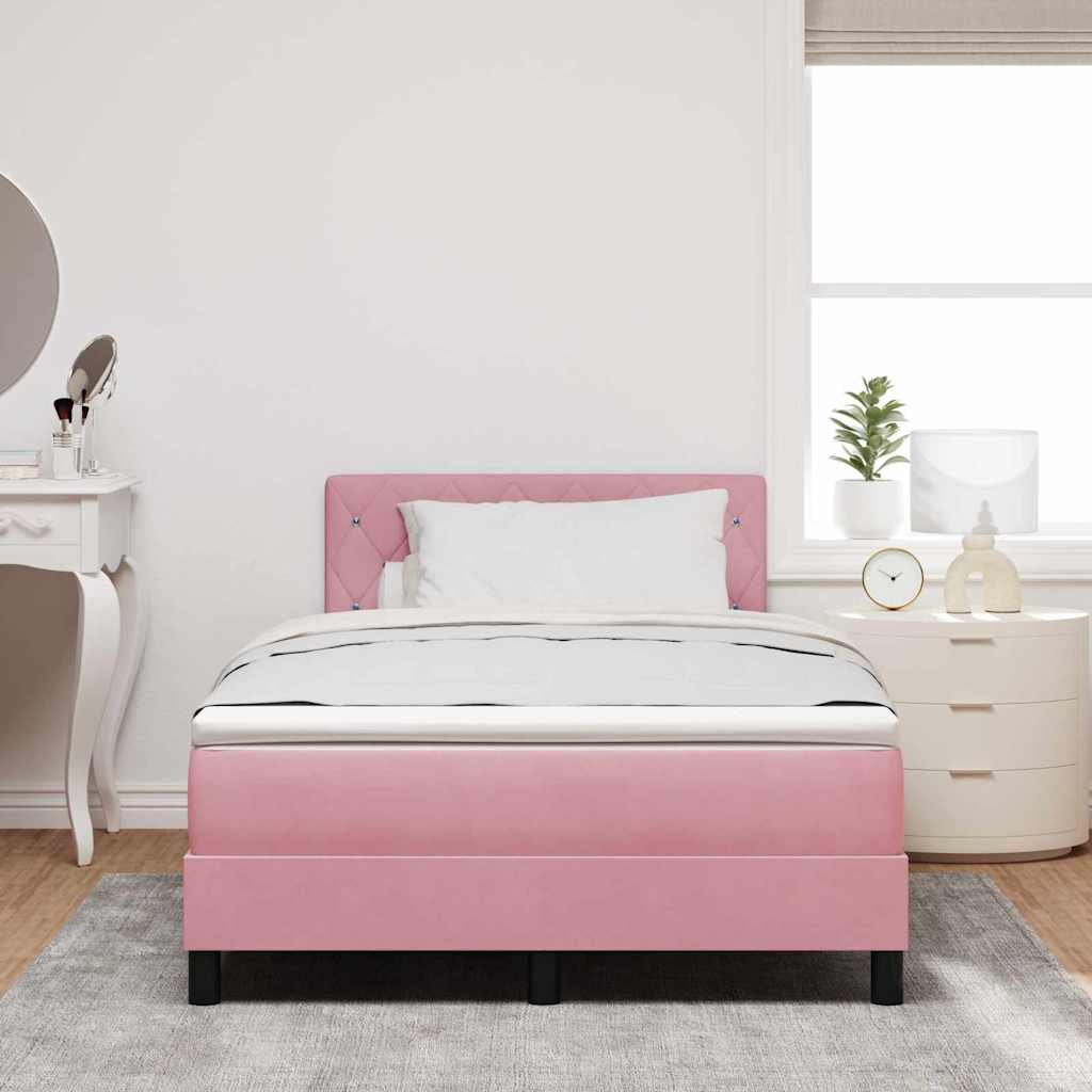 vidaXL Κρεβάτι με ελατήρια με στρώμα Ροζ 120 x 190 cm Βελούδο