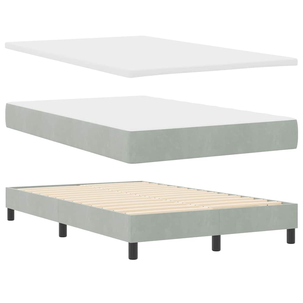 vidaXL Κρεβάτι Box Spring με Στρώμα Ανοιχτό Γκρι 120x200 εκ Βελούδο