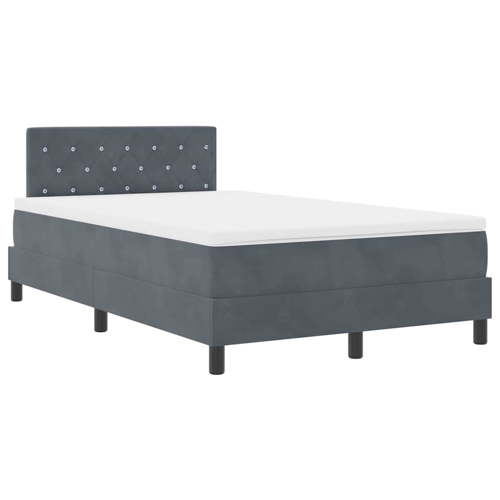 vidaXL Κρεβάτι Box Spring με Στρώμα Σκούρο Γκρι 120x200 εκ. Βελούδο