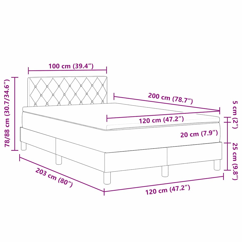 vidaXL Κρεβάτι με ελατήρια με στρώμα Ροζ 120 x 200 cm Βελούδο