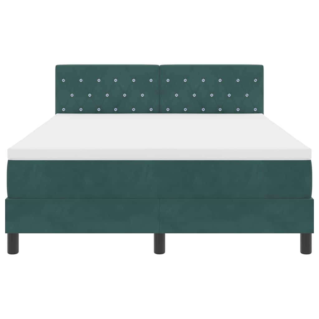 vidaXL Κρεβάτι με ελατήρια Σκούρο Πράσινο 140 x 200 cm Βελούδο