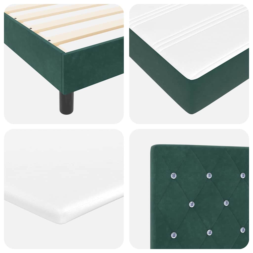 vidaXL Κρεβάτι με ελατήρια Σκούρο Πράσινο 180 x 200 cm Βελούδο