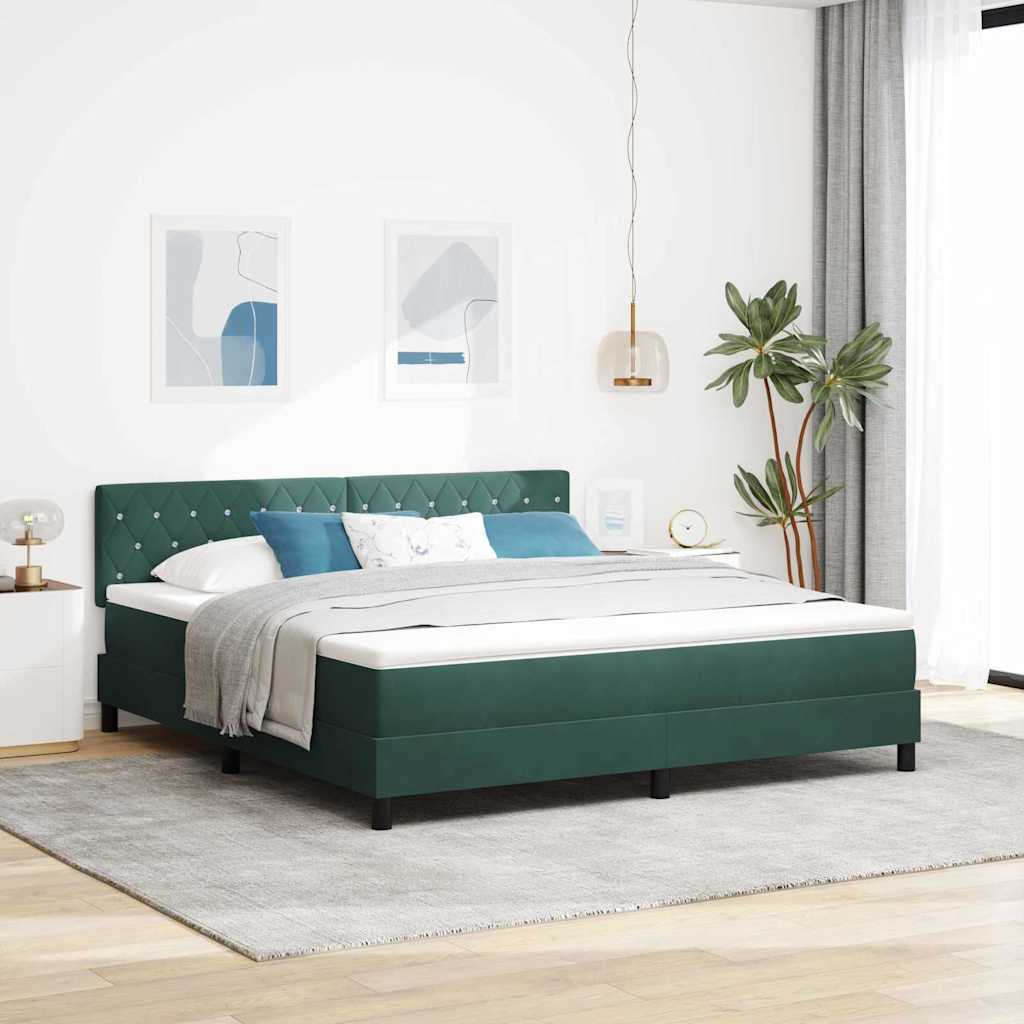 vidaXL Κρεβάτι με ελατήρια Σκούρο Πράσινο 180 x 200 cm Βελούδο