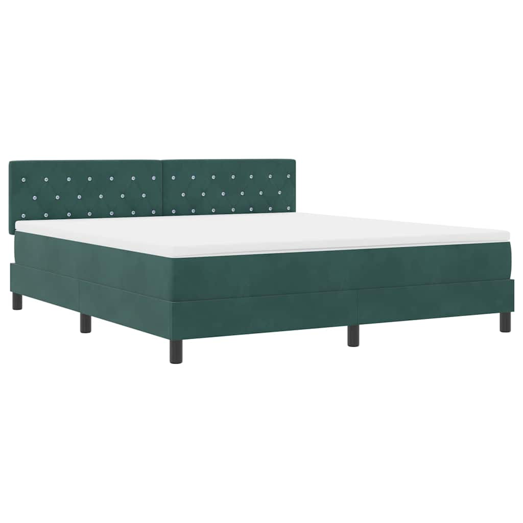 vidaXL Κρεβάτι με ελατήρια Σκούρο Πράσινο 180 x 200 cm Βελούδο