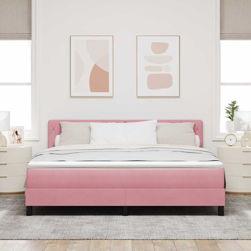 vidaXL Κρεβάτι με ελατήρια με κεφαλάρι Ροζ 180 x 200 cm Βελούδο