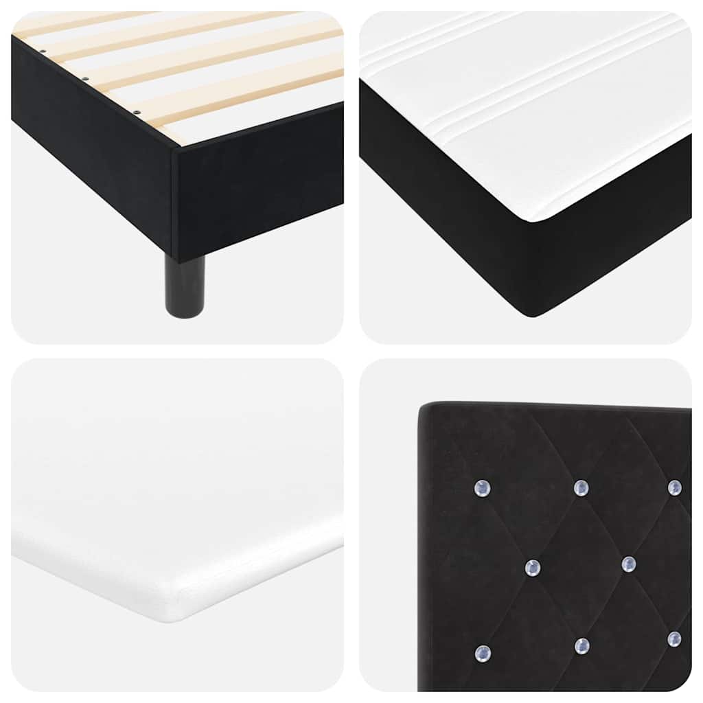vidaXL Κρεβάτι με ελατήρια με στρώμα Μαύρο 200 x 200 cm Βελούδο