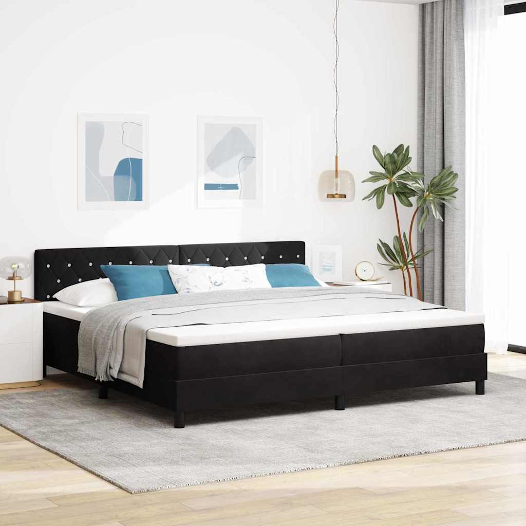vidaXL Κρεβάτι με ελατήρια με στρώμα Μαύρο 200 x 200 cm Βελούδο