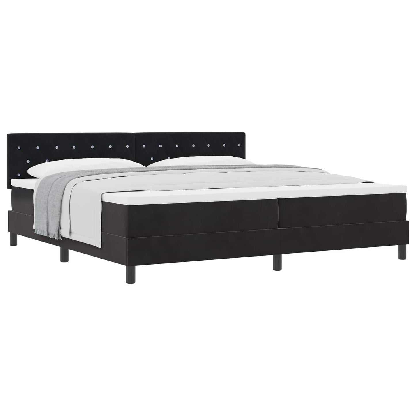 vidaXL Κρεβάτι με ελατήρια με στρώμα Μαύρο 200 x 200 cm Βελούδο