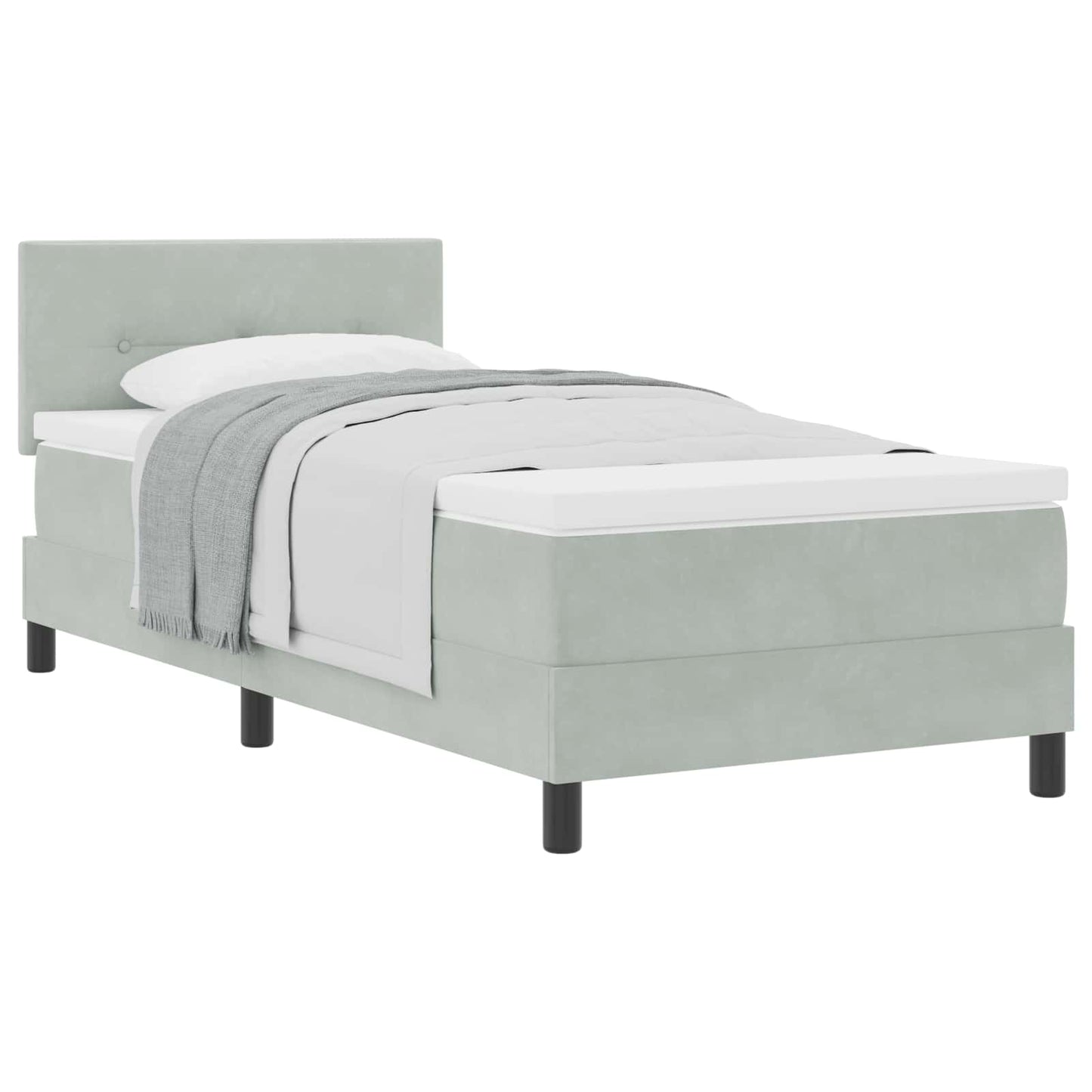 vidaXL Κρεβάτι με ελατήρια Ανοιχτό γκρι 80 x 200 cm Βελούδο