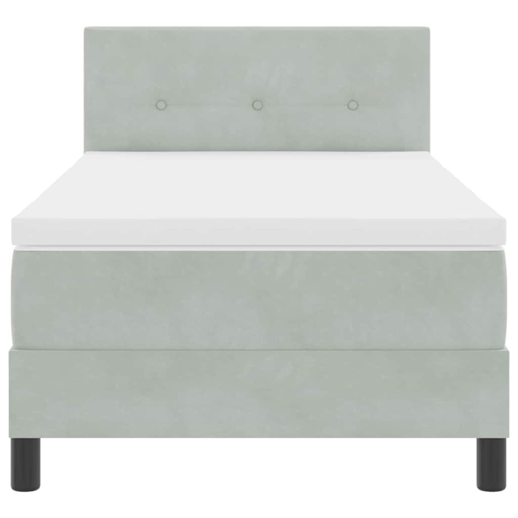 κρεβάτι Box Spring με στρώμα vidaXL ανοιχτό γκρι μονό βελούδο