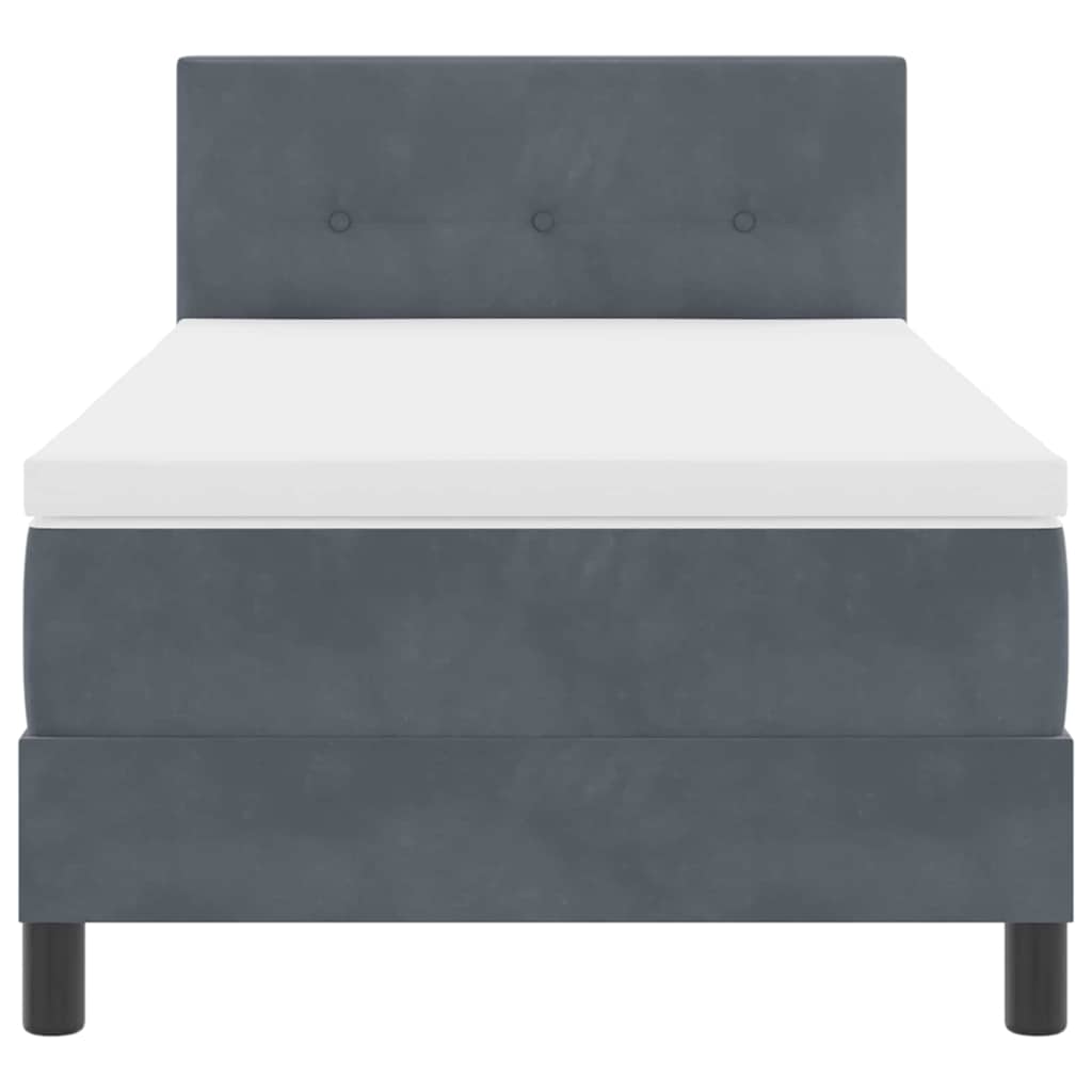 κρεβάτι box spring vidaXL με στρώμα σκοτεινού γκρι βελούδου μονό