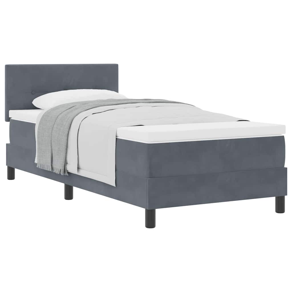 κρεβάτι box spring vidaXL με στρώμα σκοτεινού γκρι βελούδου μονό