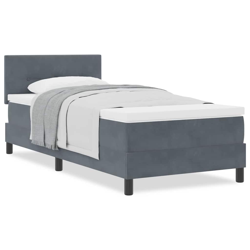 κρεβάτι box spring vidaXL με στρώμα σκοτεινού γκρι βελούδου μονό
