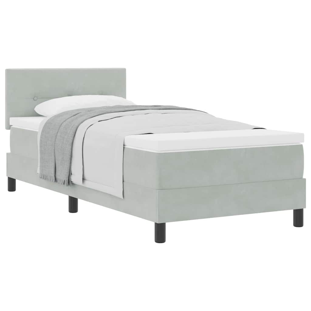 vidaXL Κρεβάτι με Στρώμα Light Grey 90x200 εκ Βελούδο