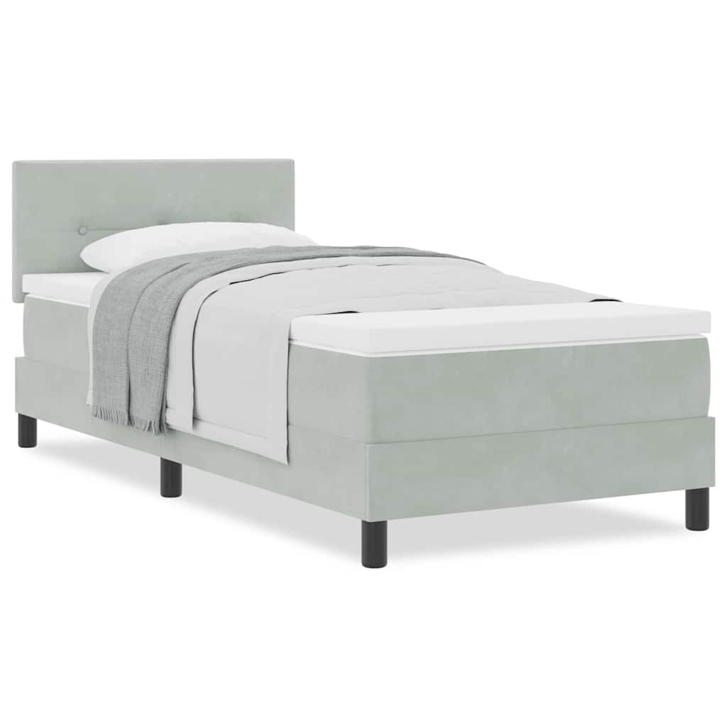 vidaXL Κρεβάτι με Στρώμα Light Grey 90x200 εκ Βελούδο