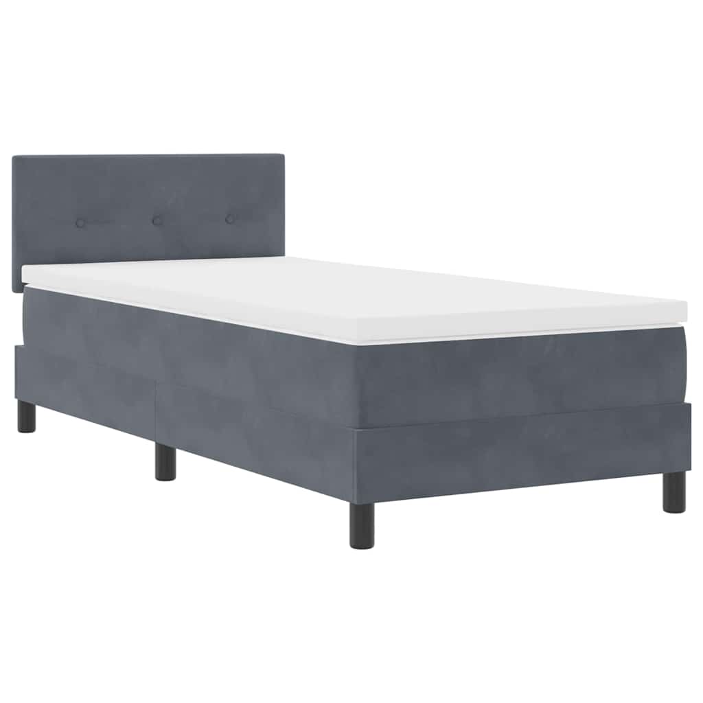 Κρεβάτι Box Spring vidaXL με Στρώμα Σκούρο Γκρι 90x200 cm Βελούδο