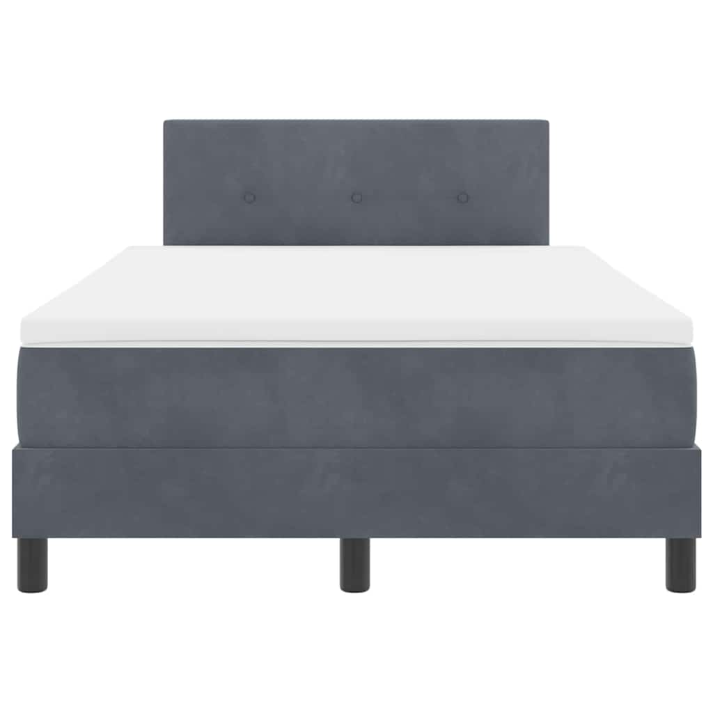 vidaXL Κρεβάτι με ελατήρια με στρώμα Σκούρο Γκρι 120 x 200 cm Βελούδο