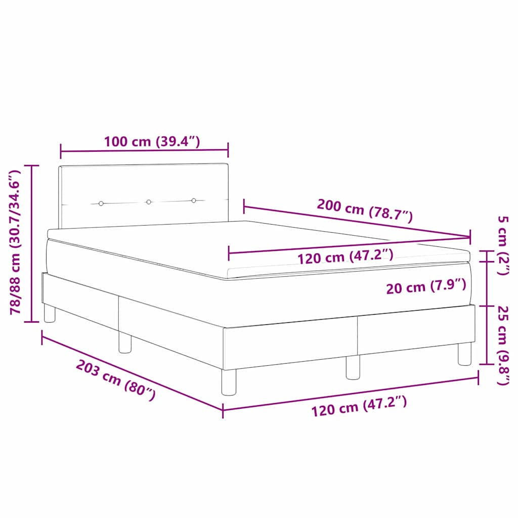 vidaXL Κρεβάτι με ελατήρια Σκούρο Πράσινο 120 x 200 cm Βελούδο