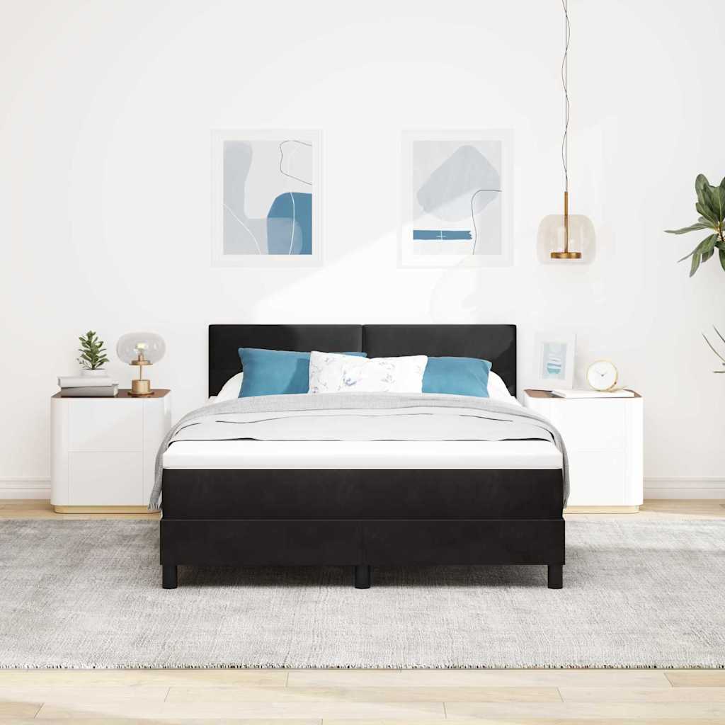 vidaXL Κρεβάτι με ελατήρια με στρώμα Μαύρο 140 x 190 cm Βελούδο
