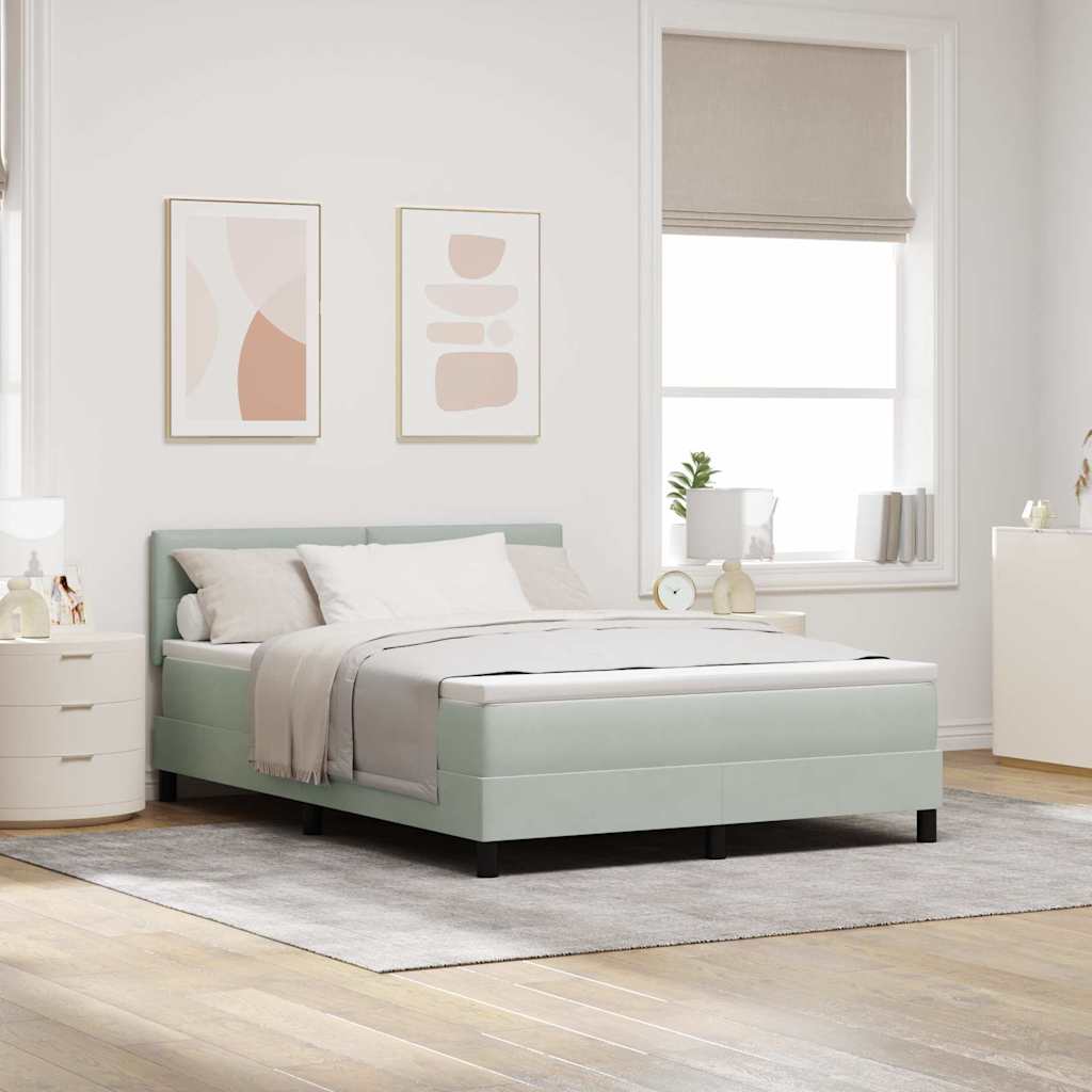 vidaXL Κρεβάτι με ελατήρια με στρώμα Ανοιχτό γκρι 140 x 200 cm Βελούδο