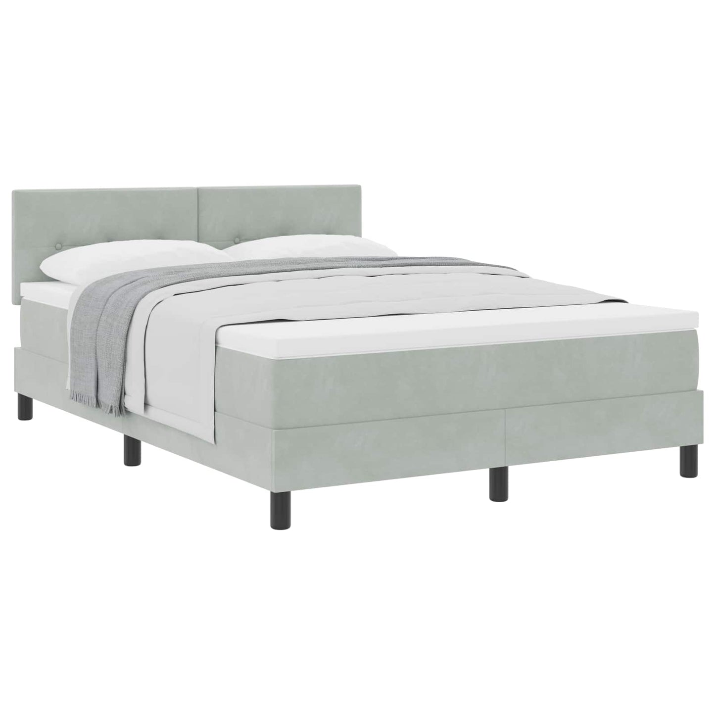 vidaXL Κρεβάτι με ελατήρια Ανοιχτό γκρι 160 x 200 cm Βελούδο