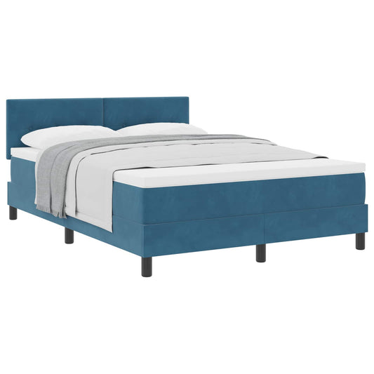 vidaXL Κρεβάτι με ελατήρια Σκούρο Μπλε 160 x 200 cm Βελούδο