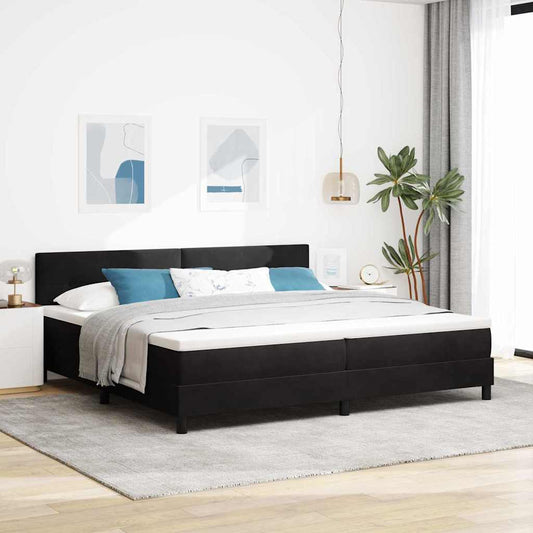 vidaXL Κρεβάτι με ελατήρια με κεφαλάρι Μαύρο 200 x 200 cm Βελούδο