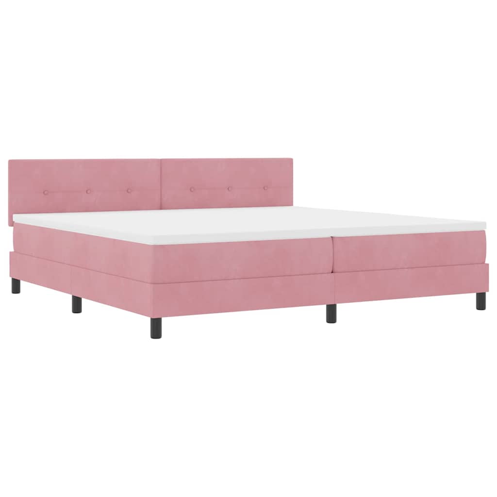 vidaXL Κρεβάτι με ελατήρια με κεφαλάρι Ροζ 200 x 200 cm Βελούδο