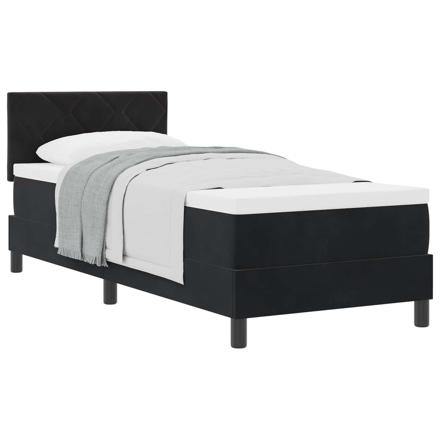 vidaXL Κρεβάτι με ελατήρια με μαξιλάρι Μαύρο 80 x 200 cm Βελούδο