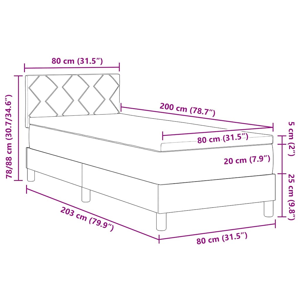 vidaXL Κρεβάτι με ελατήρια Σκούρο Πράσινο 80 x 200 cm Βελούδο