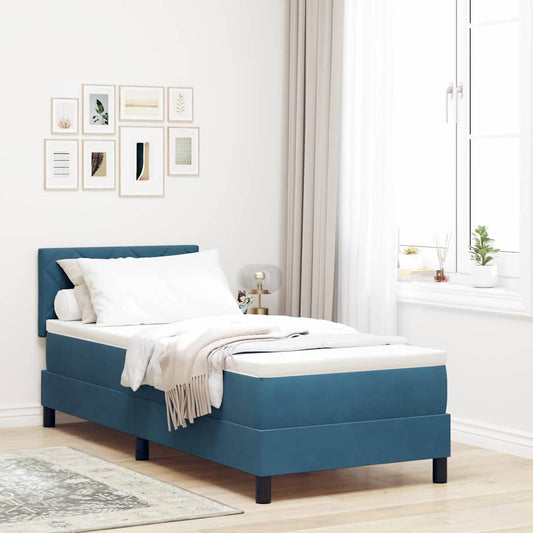 vidaXL Κρεβάτι με ελατήρια με κεφαλάρι Σκούρο Μπλε 80 x 200 cm Βελούδο